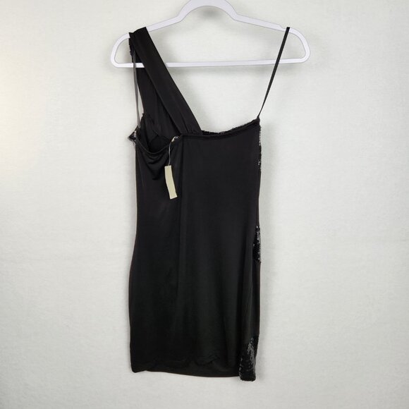 Arden B Womens One Shoulder Sequin Dress Size L Black NWT - Picture 2 of 7